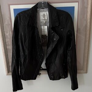 Burning Torch Black Distressed  Leather Jacket !! Brand New with Tags